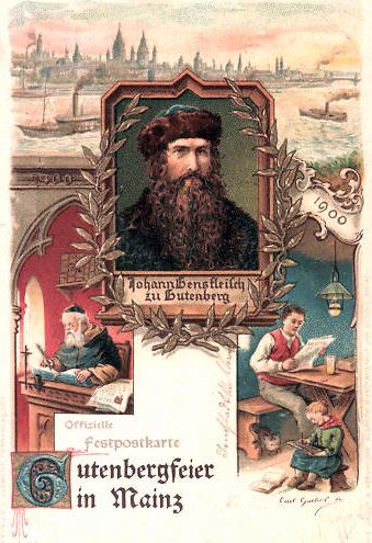 Lithographie Gutenbergfeier Mainz 1900