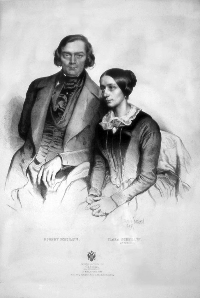 Robert und Clara Schumann (geb. Wiek) Lithographie von Eduard Kaiser, 1847