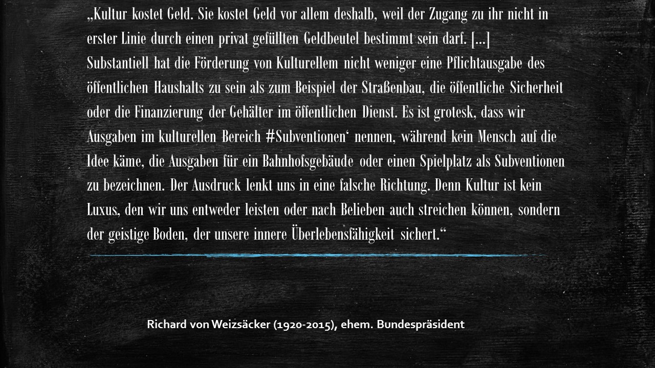 Richard von Weizsäcker über die Kosten der Kultur