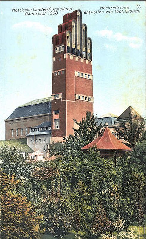 Hochzeitsturm auf der Mathildenhöhe in Darmstadt - historische Postkarte 1908