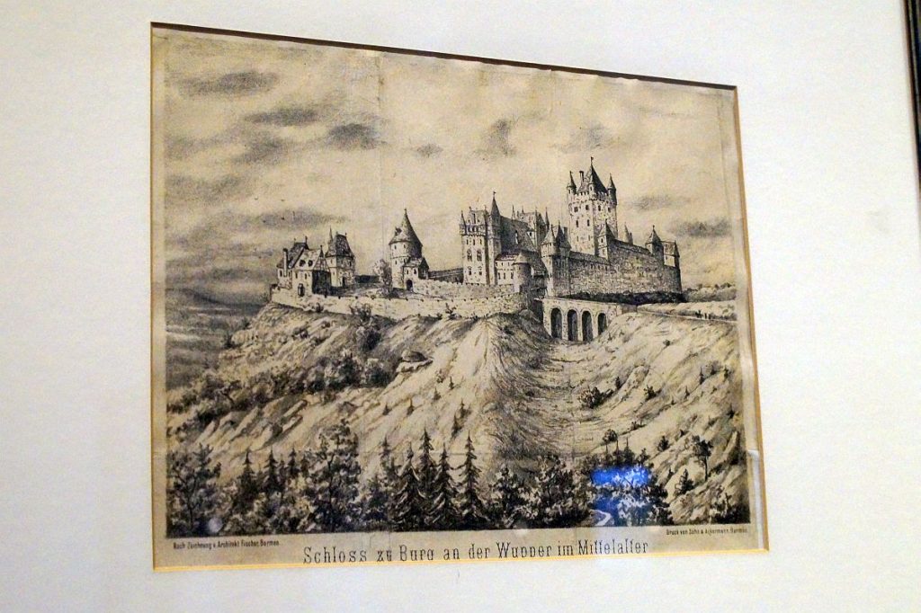 mittelalterliche Ansicht von Schloss Burg an der Wupper