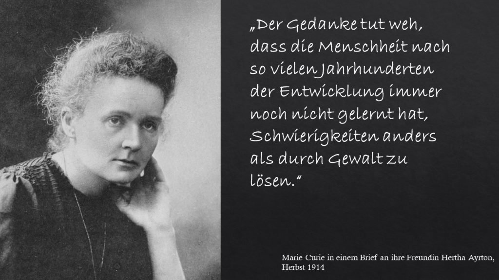 Marie Curie Schwierigkeiten durch Gewalt lösen